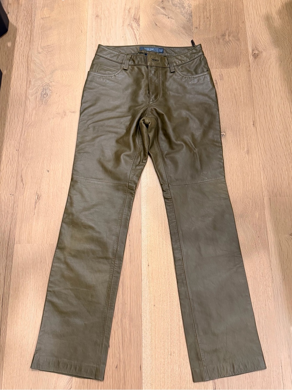 Vintage GAP Boot Cut Genuine Leather Pants Olive Green Women’s Size 2